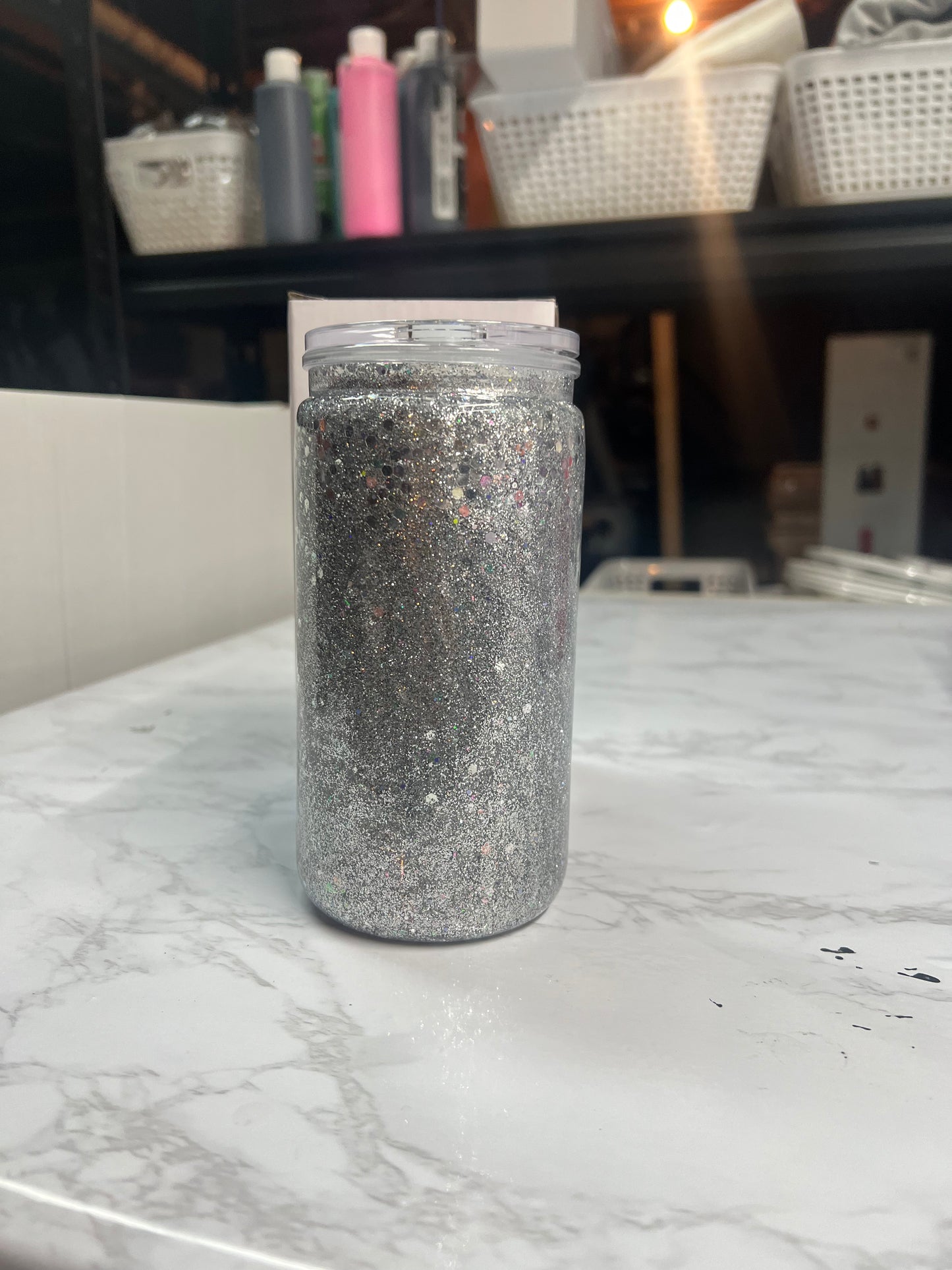 RTS- Silver Glitter Cup