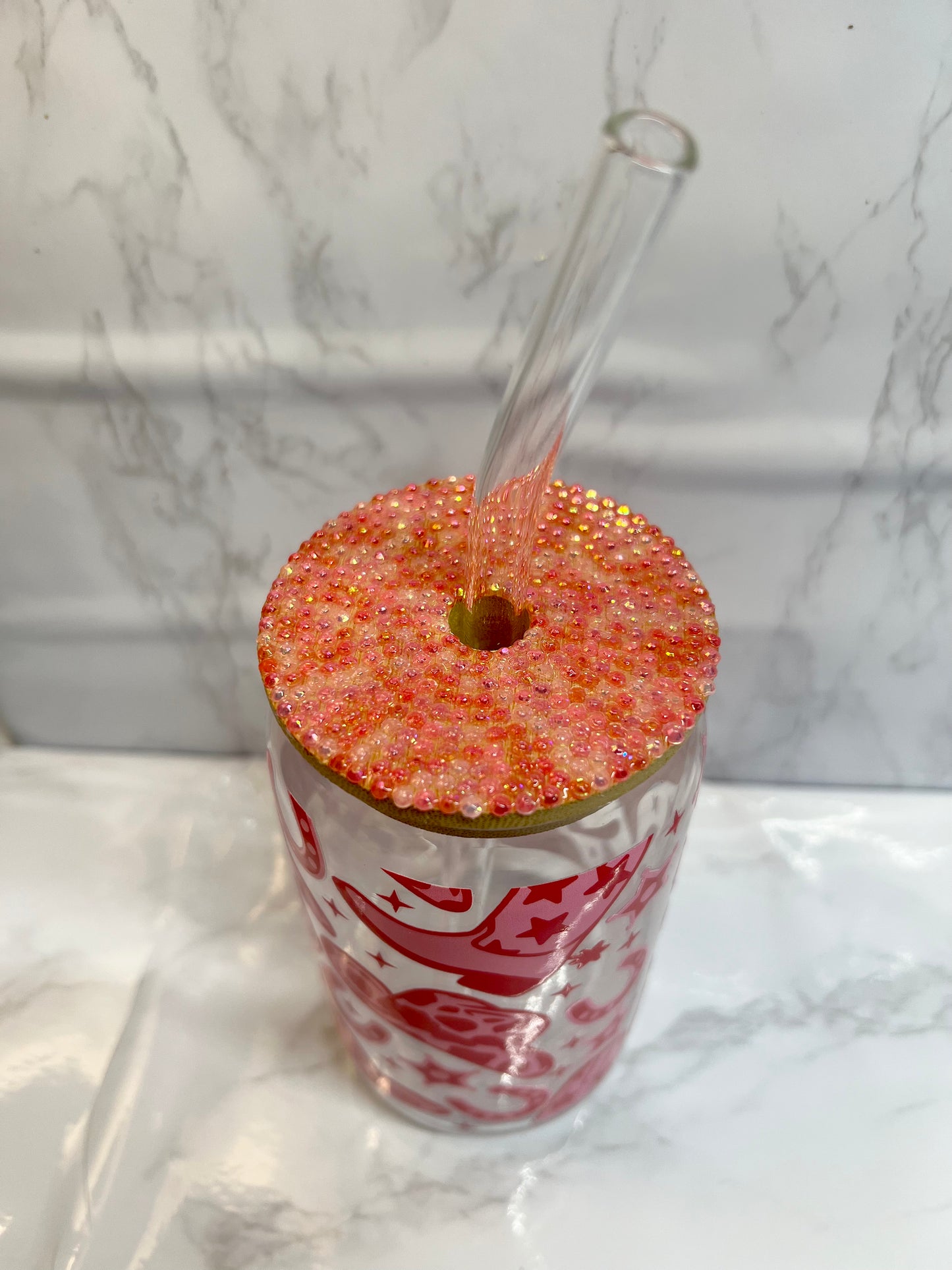RTS- Pink Cowgirl Rhinestoned Cup